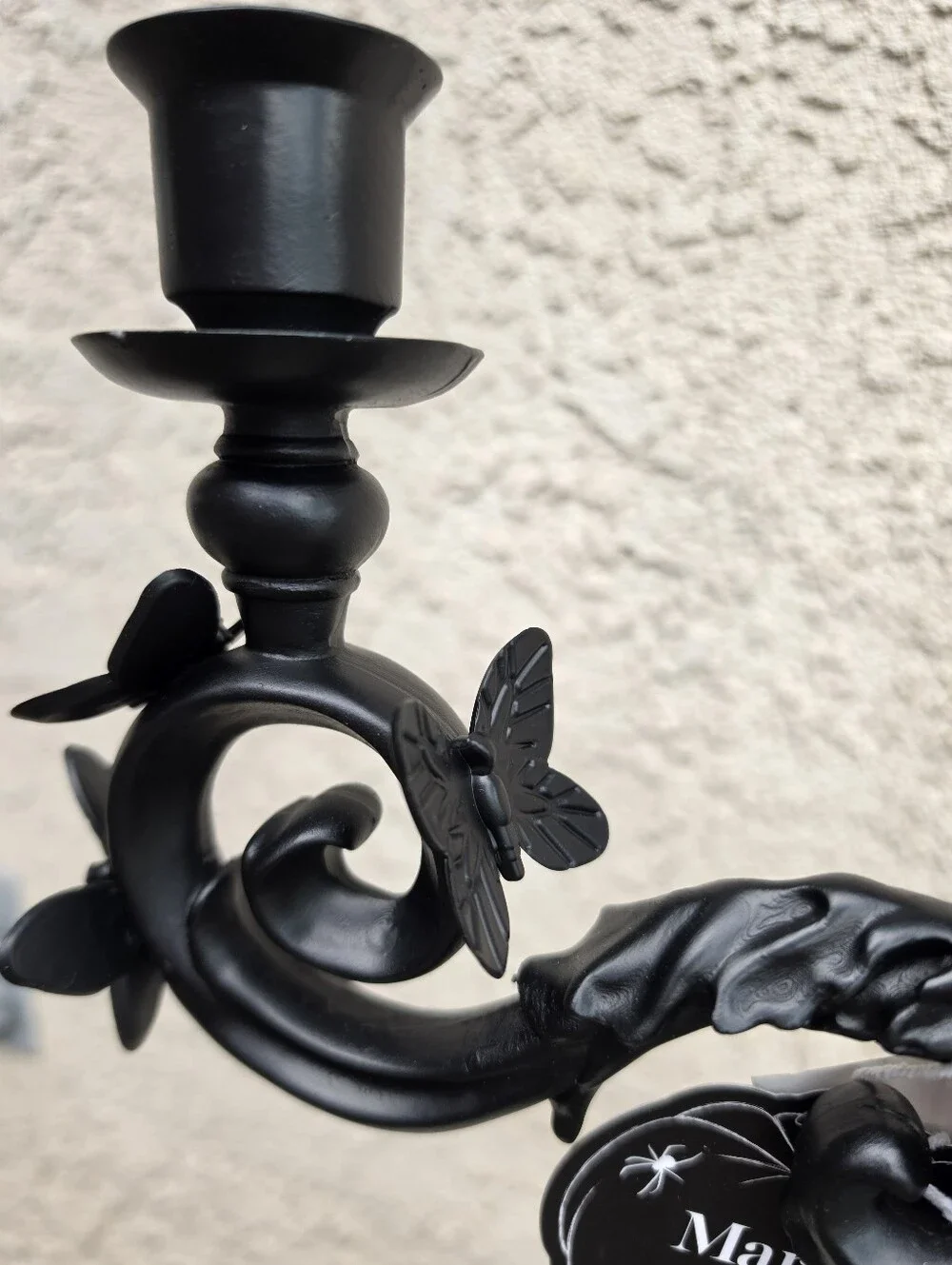 Martha Stewart Matte Black Snake & Butterfly Three-Arm Candelabra Halloween NWT